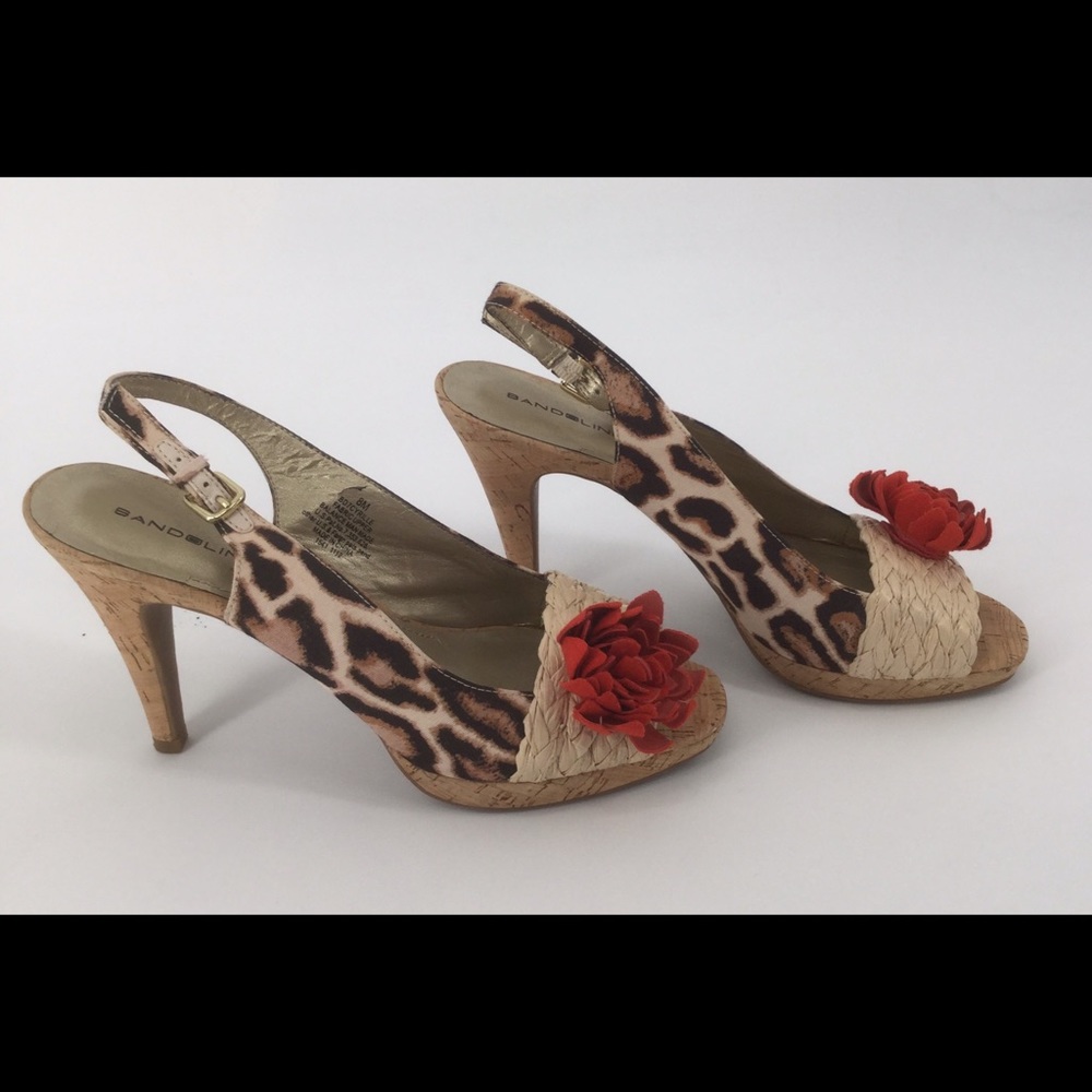 8M Bandolino Slingback Cork Heels